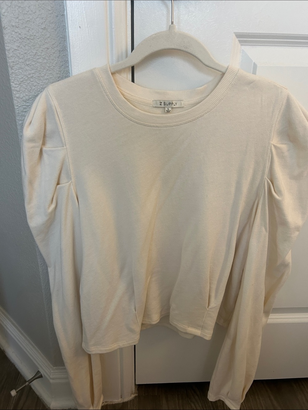 Z Supply Ivory Ribbed Crewneck Pullover